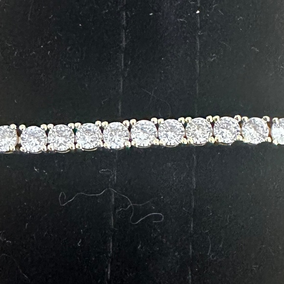 Kenneth Jay Lane Gold and Crystal Tennis Bracelet with Gold Slider - Picture 2 of 9